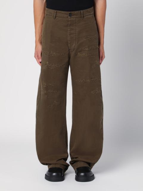 DSQUARED2 Military green wide trousers with wear