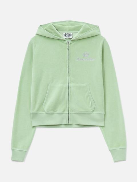 Sporty & Rich SPORTY & RICH X JUICY COUTURE SCRIPT VELOUR ZIP HOODIE