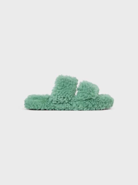 CELINE Celine Fur Slides Triomphe Open Slide in Shearling