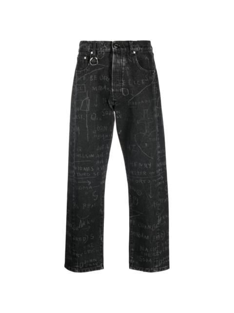 Corner sketch-style-print jeans