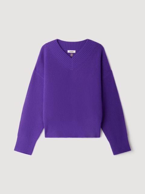 Sandro RIBBED WOOL AND CASHMERE SWEATER