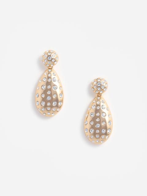 self-portrait Gold Crystal Drop Earrings