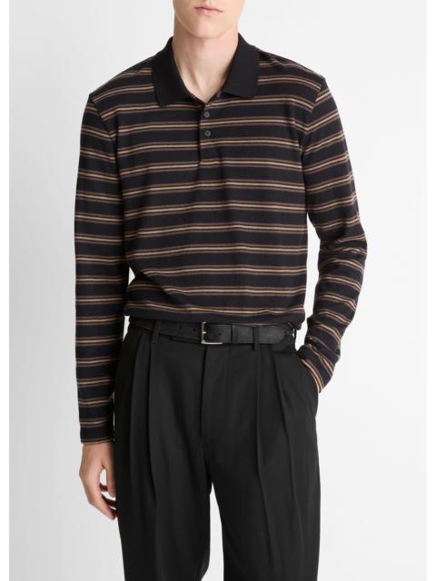Vince Striped Cotton-Blend Long-Sleeve Polo Shirt
