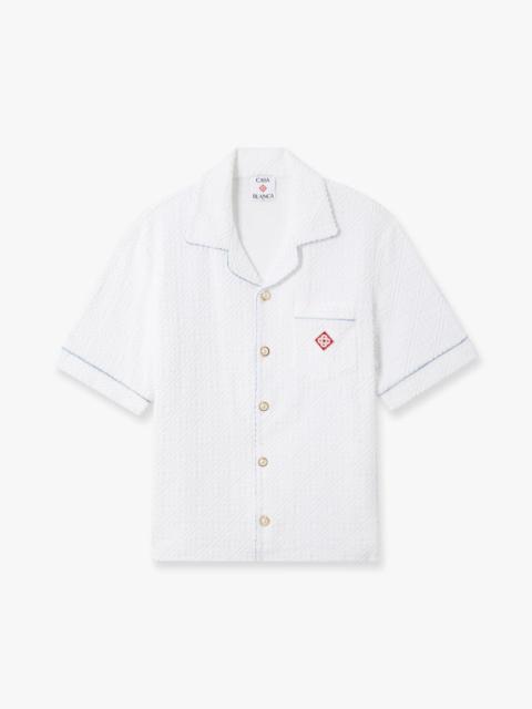 CASABLANCA White Towelling Monogram Short Sleeve Shirt | Casablanca Paris