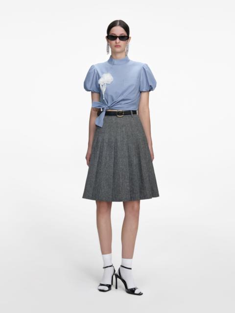 self-portrait Blue Cotton Tie Side Top