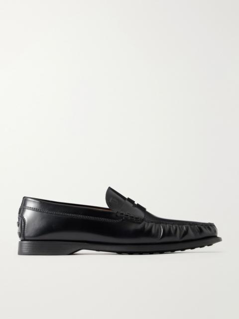 Tod's Logo-Debossed Gathered Leather Loafers Black