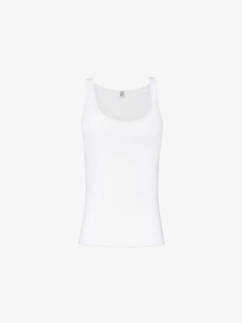 Scoop-neck organic cotton-blend tank top