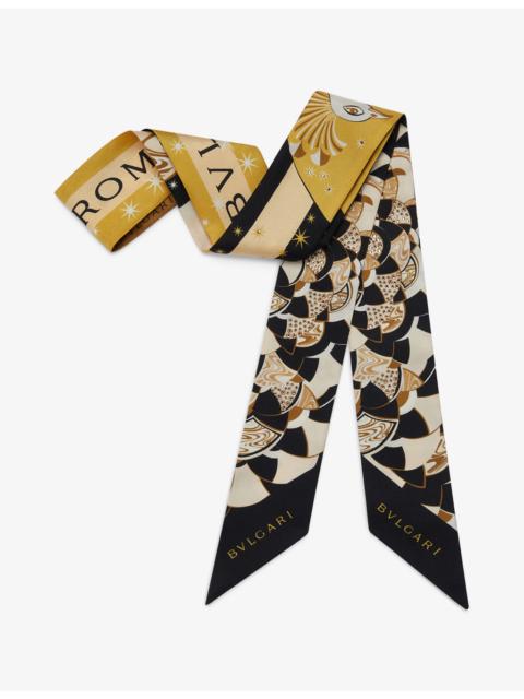 BVLGARI Divas’ Dream Peacock Lux Crystal-Embellished Silk-Twill Shelley Scarf