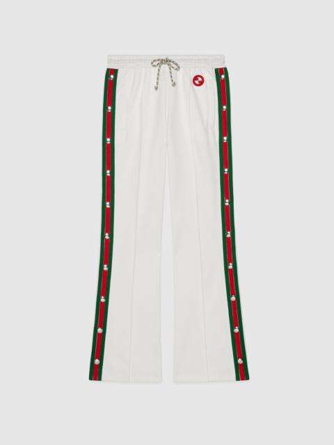 GUCCI Jersey wide leg pant with Web stripe