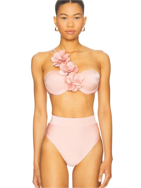 PatBO Lagoa Lycra Flower Applique Bikini Top
