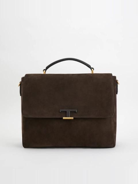 Tod's TIMELESS DOCUMENT HOLDER IN SUEDE SMALL - BROWN