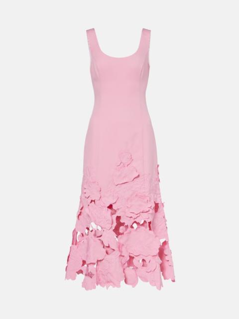 LEO LIN Emily floral-appliqué midi dress