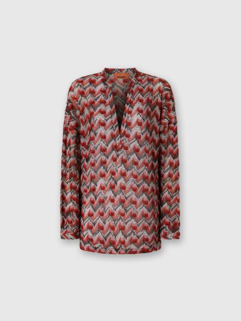Missoni Oversized Blouse with Mandarin Collar and V-Neck