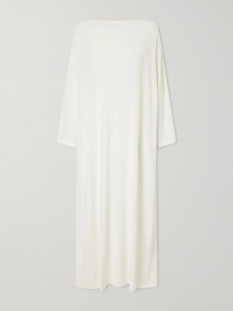 The Row Odet Draped Silk And Cotton-blend Midi Dress