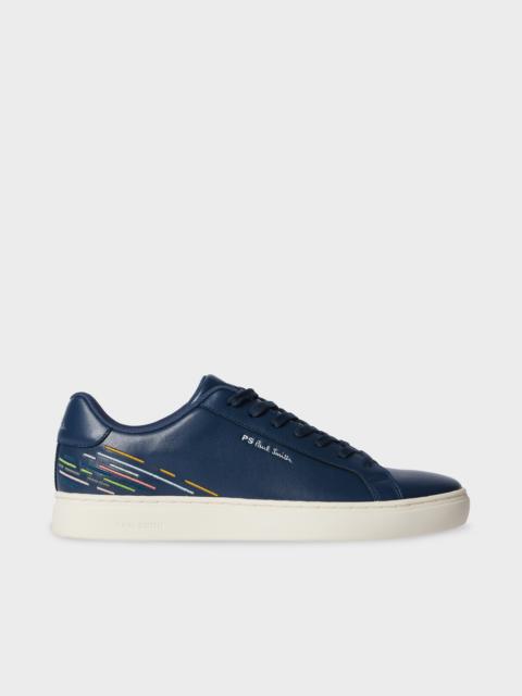 Paul Smith Navy Leather 'Rex' Embroidery Trainers