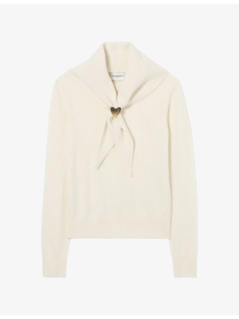 Claudie Pierlot Removable-Scarf Wool and Cashmere-Blend Jumper