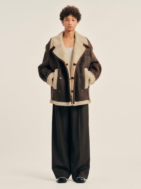 Simone Rocha Double Breasted Shearling Aviator Jacket