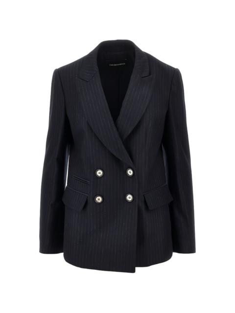 EMPORIO ARMANI pinstripe double-breasted blazer