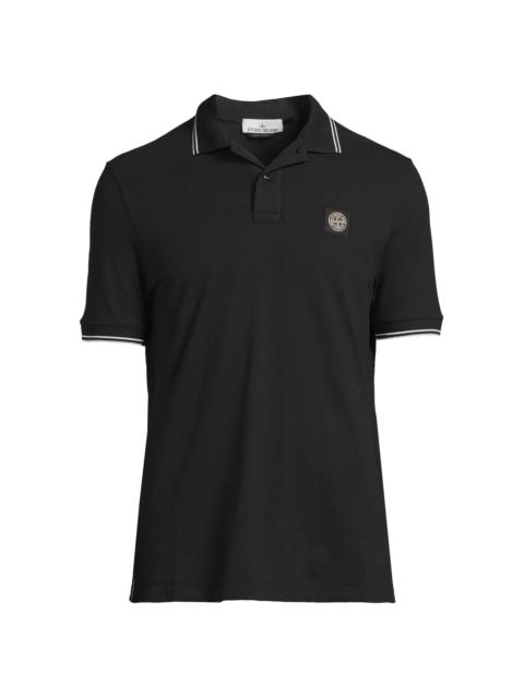 Stone Island Men's Stretch-Cotton Polo Shirt - Black