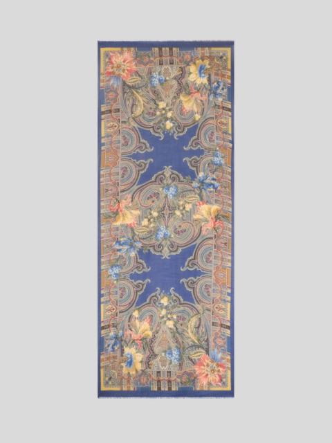 Etro WOOL, CASHMERE AND SILK SCARF WITH PAISLEY AND FLOWER MOTIF