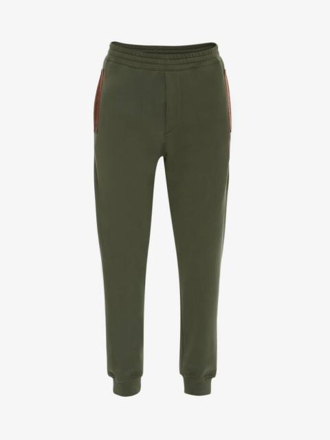 Alexander McQueen Selvedge Logo Tape Detail Joggers in Khaki