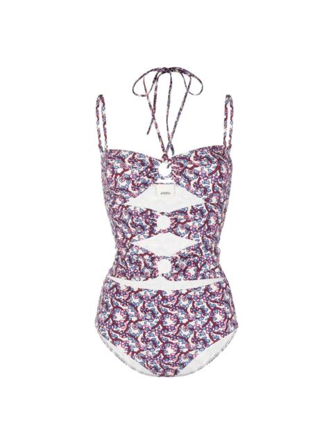 Isabel Marant floral halterneck cut-out swimsuit