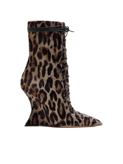PARIS TEXAS leopard print lace-up boots