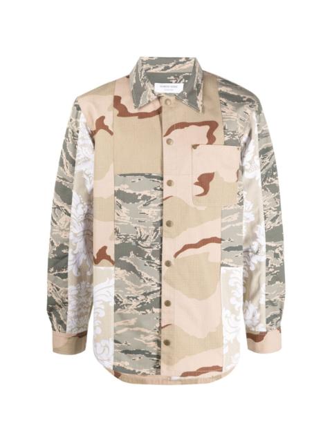 Marine Serre camouflage-print panelled shirt jacket