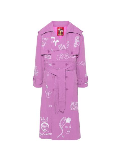 KidSuper embroidered cotton trench coat