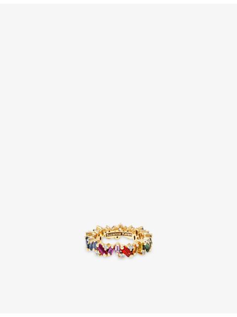 SUZANNE KALAN Rainbow 18ct yellow gold, 0.27ct diamond and 2.10ct sapphire eternity ring
