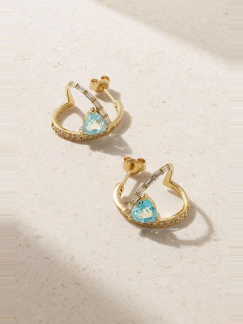 MATEO 14-karat gold, topaz and diamond earrings