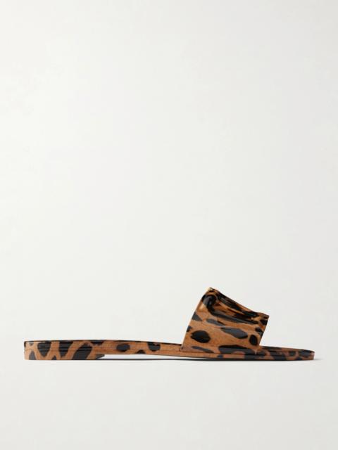 Dolce & Gabbana Bianca Logo-embossed Leopard-print Rubber Flats