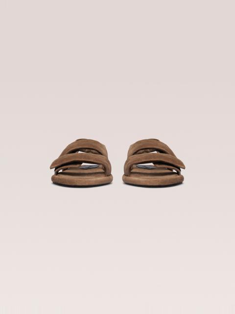 Nanushka TARRUS - Rounded toe padded flat sandals with velcro straps - Taupe