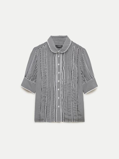 J.CREW Lace-trim button-up top in striped crepe de chine