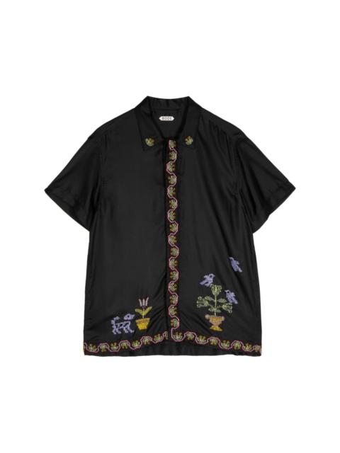 embroidered-motif silk shirt