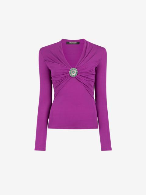 Roberto Cavalli Embellished Gathered Top