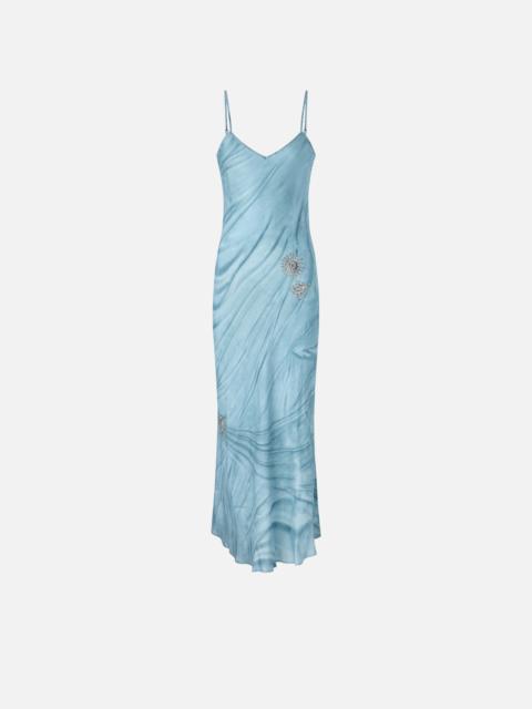PINKO FLUID SLIP DRESS WITH PLACED JEWEL PRINT