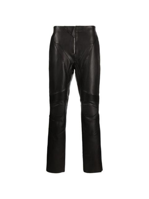zip-detail leather trousers