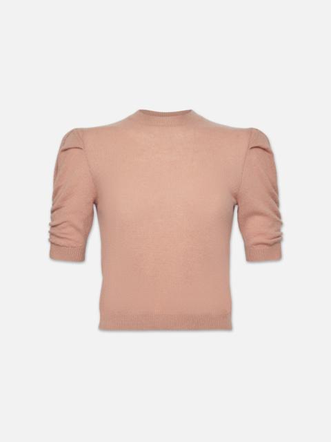 Ruched Sleeve Cashmere Sweater in Blush