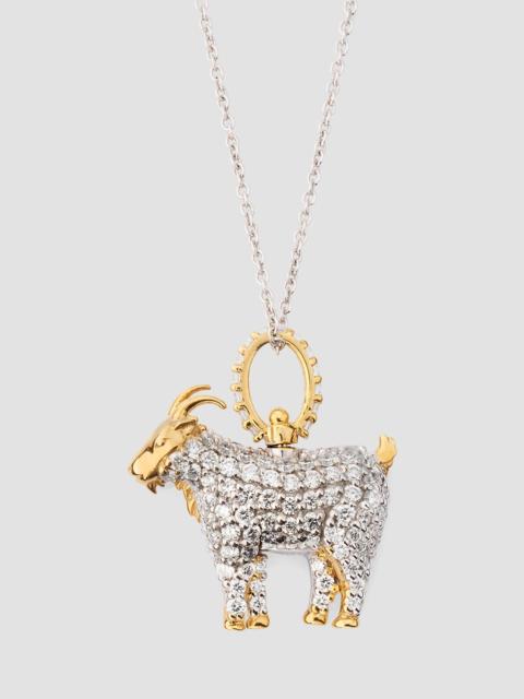 ROBERTO COIN Women's 18K Two-Tone Gold & 0.58 TCW Diamond Goat Pendant Necklace - White Yellow Gold