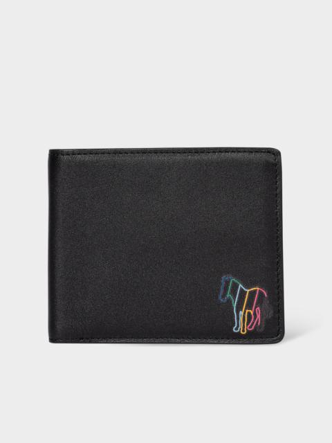 Black Leather 'Broad Stripe Zebra' Billfold Wallet