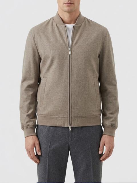 Brunello Cucinelli BRUNELLO CUCINELLI Pure Cashmere Bomber Jacket with Ribbed Collar