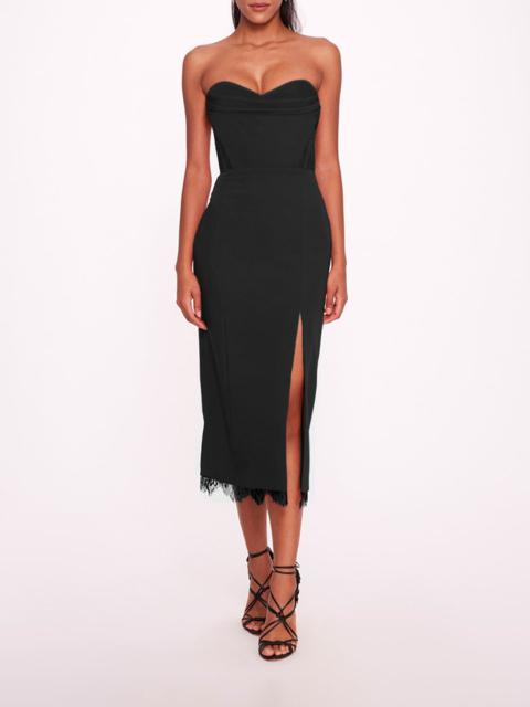 Marchesa DRAPED BODICE CREPE DRESS