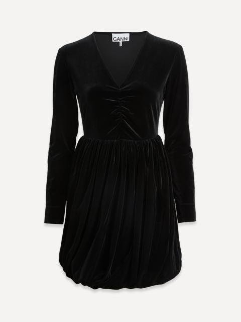 Black Velvet Jersey Balloon Mini-Dress