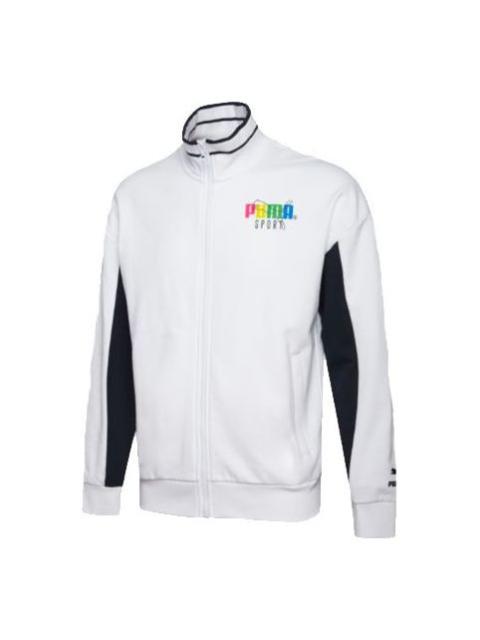 PUMA Puma Logo Sleeve Track Jacket 'White Black' 597343-02