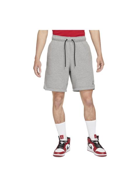 Jordan Men's Air Jordan Solid Color Drawstring Fleece Straight Casual Gray Shorts DA9827-091