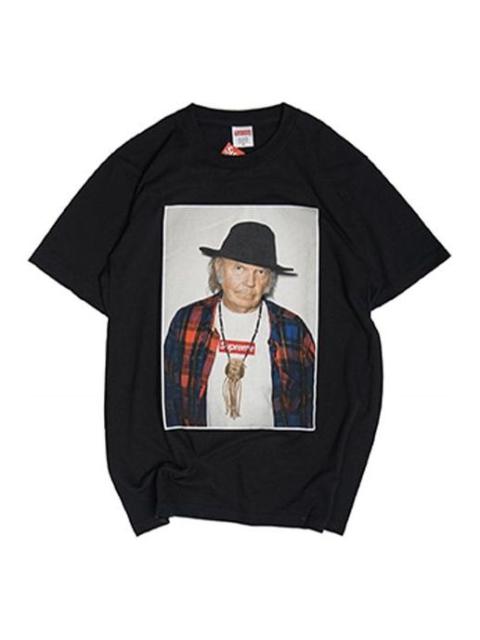 Supreme SS15 Neil Young Character Printing Short Sleeve Unisex Black SUP-SS15-651