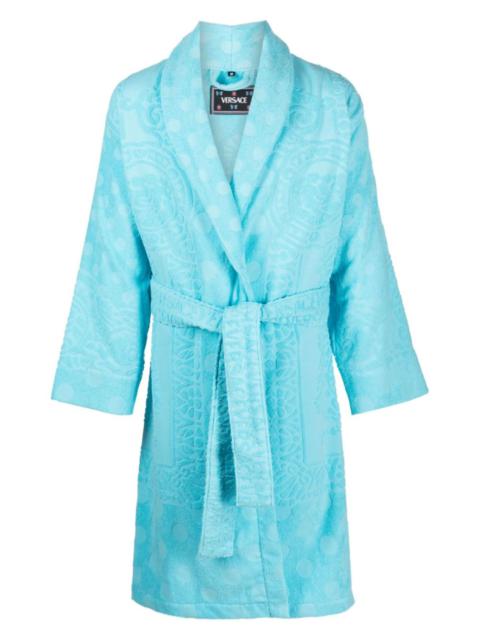 Blue Barocco Terry-Cloth Robe