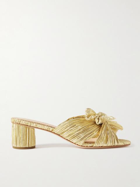 LOEFFLER RANDALL Emilia Bow-embellished Plissé-lamé Mules