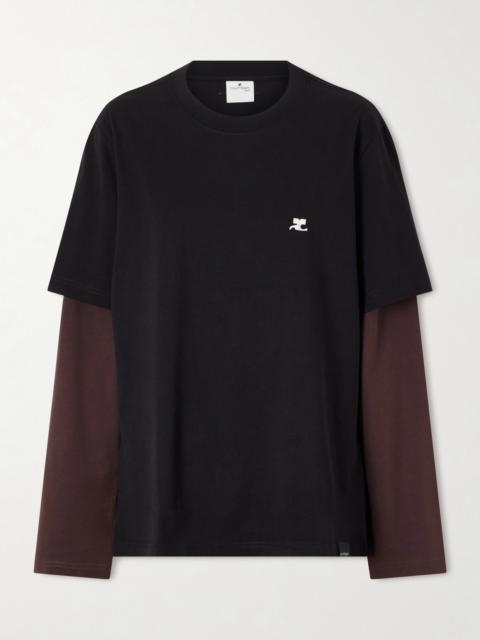 courrèges Logo-embroidered Cotton-jersey T-shirt